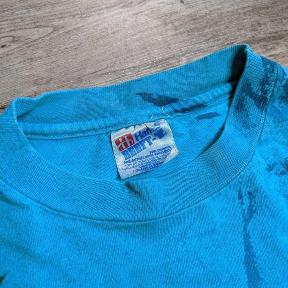 Vintage 90's single stitch nature graphic tee t shirt ocean otters XL AOP - Picture 3 of 3